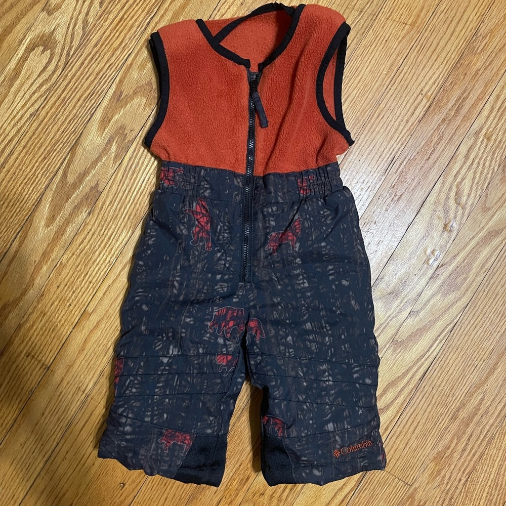 Columbia Baby Orange Camo Snow Bibs Size 12 Months